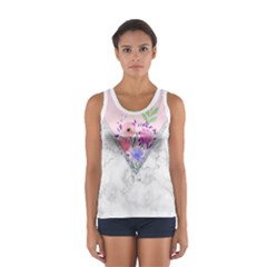 Minimal Pink Floral Marble A Sport Tank Top 