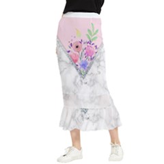 Minimal Pink Floral Marble A Maxi Fishtail Chiffon Skirt by gloriasanchez