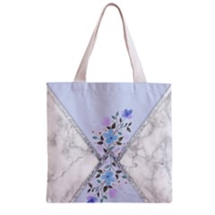 Minimal Silver Blue Marble Bouquet A Zipper Grocery Tote Bag by gloriasanchez