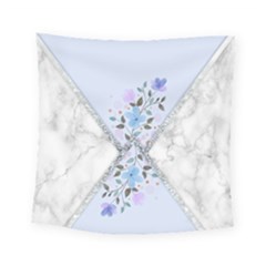 Minimal Silver Blue Marble Bouquet A Square Tapestry (small) by gloriasanchez