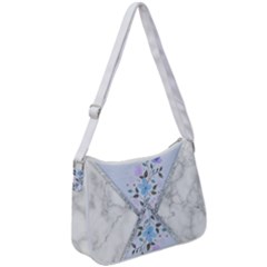 Minimal Silver Blue Marble Bouquet A Zip Up Shoulder Bag by gloriasanchez