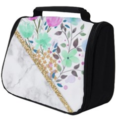 Minimal Green Gold Floral Marble A Full Print Travel Pouch (big) by gloriasanchez