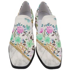 Minimal Green Gold Floral Marble A Women Slip On Heel Loafers