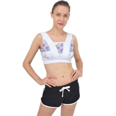 Minimal Purble Floral Marble A V-back Sports Bra by gloriasanchez