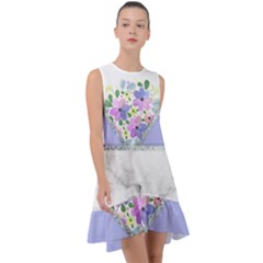 Minimal Purble Floral Marble A Frill Swing Dress by gloriasanchez