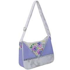 Minimal Purble Floral Marble A Zip Up Shoulder Bag by gloriasanchez
