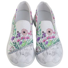 Minimal Silver Floral Marble A Men s Lightweight Slip Ons by gloriasanchez
