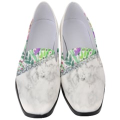 Minimal Silver Floral Marble A Women s Classic Loafer Heels