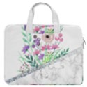 Minimal Silver Floral Marble A MacBook Pro Double Pocket Laptop Bag View1