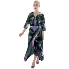 Abstract Wannabe Quarter Sleeve Wrap Front Maxi Dress by MRNStudios