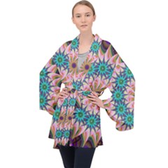 Mandala Long Sleeve Velvet Kimono  by SoLoJu