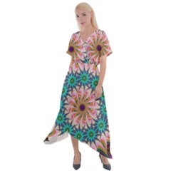 Mandala Cross Front Sharkbite Hem Maxi Dress