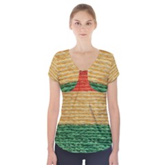 Couleurs Emblématiques Short Sleeve Front Detail Top by SoLoJu