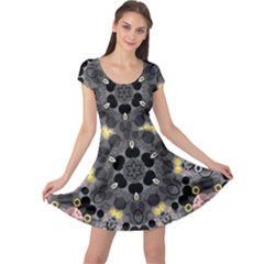 Abstract Geometric Kaleidoscope Cap Sleeve Dress