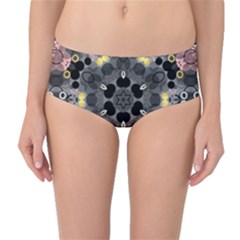 Abstract Geometric Kaleidoscope Mid-Waist Bikini Bottoms