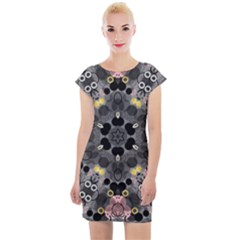 Abstract Geometric Kaleidoscope Cap Sleeve Bodycon Dress