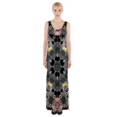 Abstract Geometric Kaleidoscope Thigh Split Maxi Dress