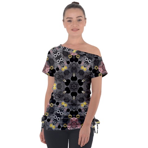 Abstract Geometric Kaleidoscope Off Shoulder Tie-up Tee by alllovelyideas