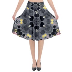 Abstract Geometric Kaleidoscope Flared Midi Skirt