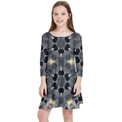 Abstract Geometric Kaleidoscope Kids  Quarter Sleeve Skater Dress