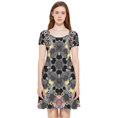 Abstract Geometric Kaleidoscope Inside Out Cap Sleeve Dress