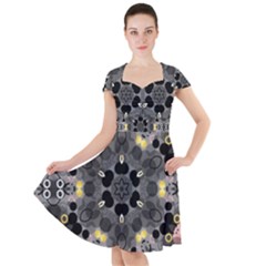 Abstract Geometric Kaleidoscope Cap Sleeve Midi Dress