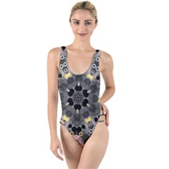 Abstract Geometric Kaleidoscope High Leg Strappy Swimsuit