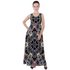 Abstract Geometric Kaleidoscope Empire Waist Velour Maxi Dress