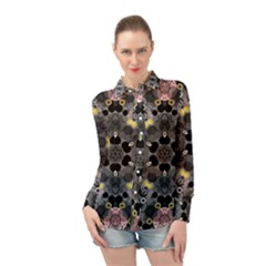 Abstract Geometric Kaleidoscope Long Sleeve Chiffon Shirt