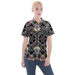 Abstract Geometric Kaleidoscope Women s Short Sleeve Pocket Shirt