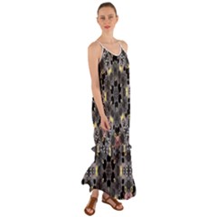 Abstract Geometric Kaleidoscope Cami Maxi Ruffle Chiffon Dress