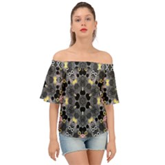 Abstract Geometric Kaleidoscope Off Shoulder Short Sleeve Top