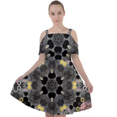 Abstract Geometric Kaleidoscope Cut Out Shoulders Chiffon Dress