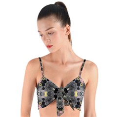 Abstract Geometric Kaleidoscope Woven Tie Front Bralet