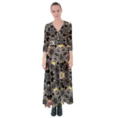 Abstract Geometric Kaleidoscope Button Up Maxi Dress