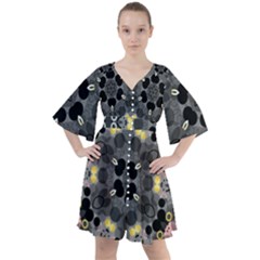 Abstract Geometric Kaleidoscope Boho Button Up Dress