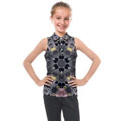 Abstract Geometric Kaleidoscope Kids  Sleeveless Polo Tee