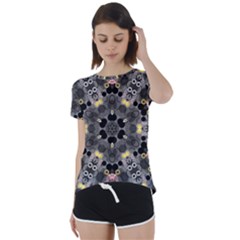 Abstract Geometric Kaleidoscope Short Sleeve Foldover Tee