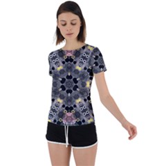 Abstract Geometric Kaleidoscope Back Circle Cutout Sports Tee