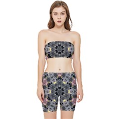 Abstract Geometric Kaleidoscope Stretch Shorts and Tube Top Set