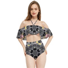 Abstract Geometric Kaleidoscope Halter Flowy Bikini Set 