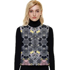 Abstract Geometric Kaleidoscope Women s Button Up Puffer Vest