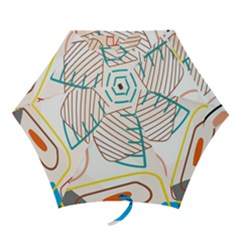 Pastel Abstract Pattern With Beige, Coffee Color Strap Mini Folding Umbrellas by Casemiro