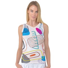 Pastel Abstract Pattern With Beige, Coffee Color Strap Women s Basketball Tank Top by Casemiro