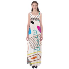 Pastel Abstract Pattern With Beige, Coffee Color Strap Empire Waist Maxi Dress by Casemiro