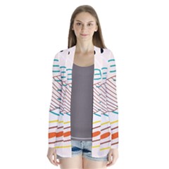 Pastel Abstract Pattern With Beige, Coffee Color Strap Drape Collar Cardigan by Casemiro