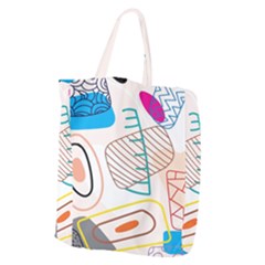 Pastel Abstract Pattern With Beige, Coffee Color Strap Giant Grocery Tote by Casemiro