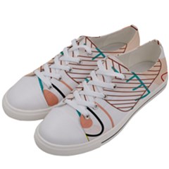 Pastel Abstract Pattern With Beige, Coffee Color Strap Men s Low Top Canvas Sneakers by Casemiro