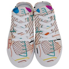 Pastel Abstract Pattern With Beige, Coffee Color Strap Half Slippers by Casemiro