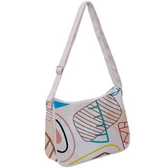 Pastel Abstract Pattern With Beige, Coffee Color Strap Zip Up Shoulder Bag by Casemiro